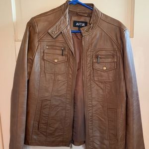 Leather motorcycle style jacket